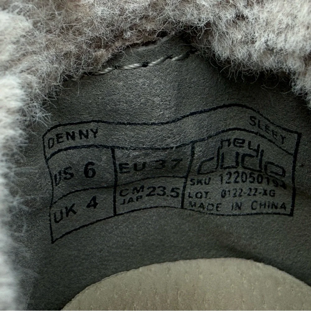 Women’s Hey Dude Denny Gray‎ Black Sleet Slip-On Ankle Boots Faux Fur Size 6